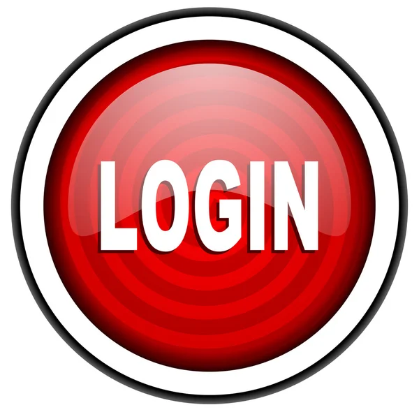 Login red glossy icon isolated on white background — Stock Photo, Image