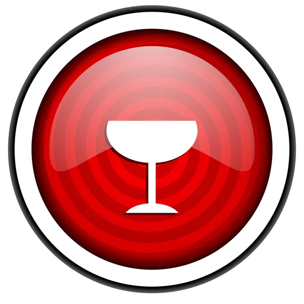 흰색 배경에 고립 된 빨간 유리 광택 아이콘 — 스톡 사진
