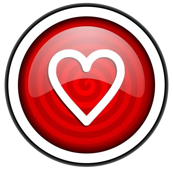 Heart red glossy icon isolated on white background — Stock Photo, Image