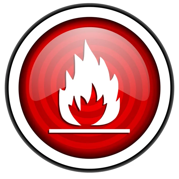 Flames red glossy icon isolated on white background — Stock Photo, Image