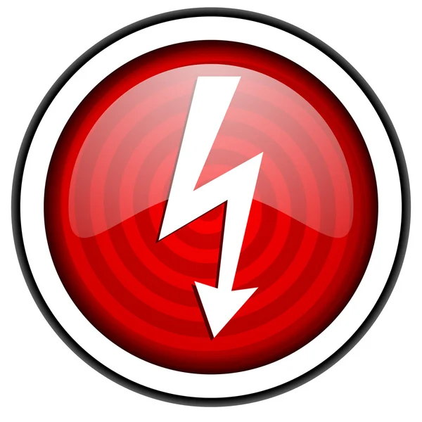 Lightning red glossy icon isolated on white background — Stock Photo, Image