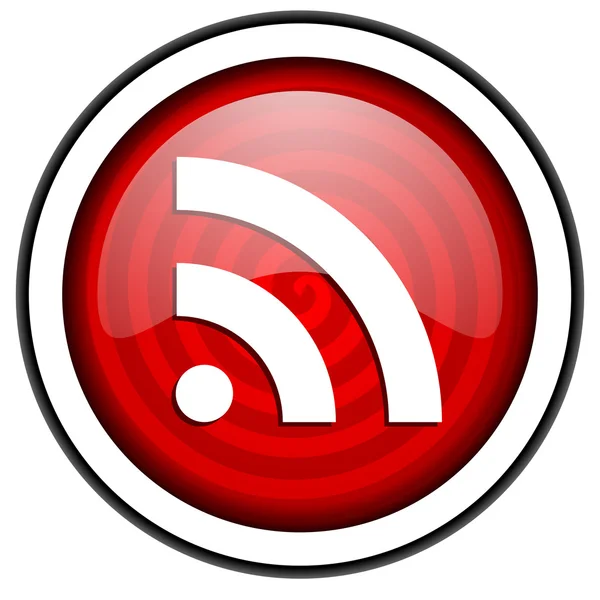 Glanzende pictogram RSS rode geïsoleerd op witte achtergrond — Stockfoto