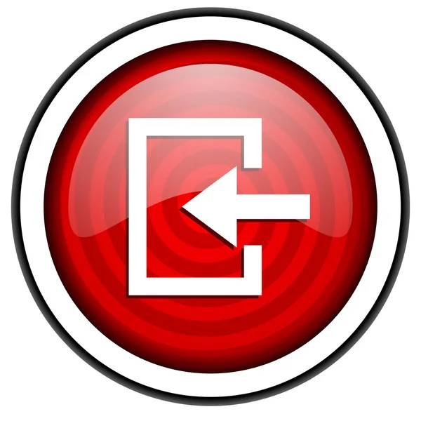 Voer rode glanzende pictogram geïsoleerd op witte achtergrond — Stockfoto