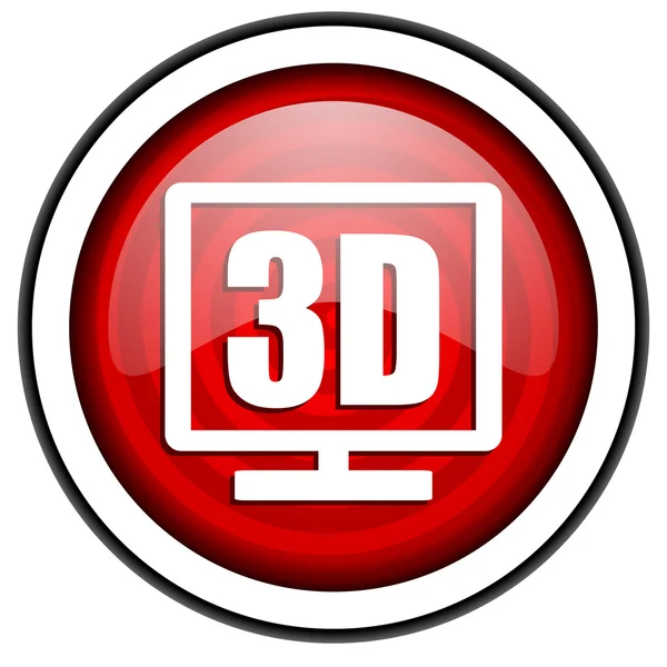 Glanzende pictogram van 3D beeldscherm rode geïsoleerd op witte achtergrond — Stockfoto