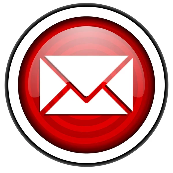 Mail icône rouge brillant isolé sur fond blanc — Photo