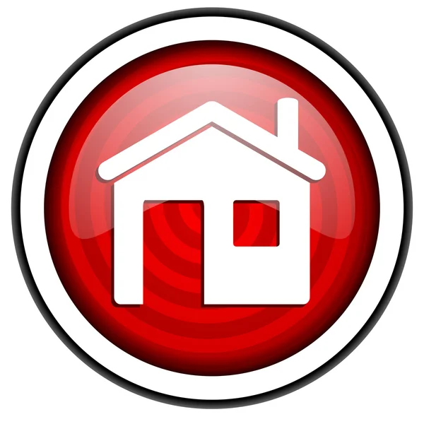 Beyaz arka plan üzerinde izole ev kırmızı parlak simge — Stok fotoğraf