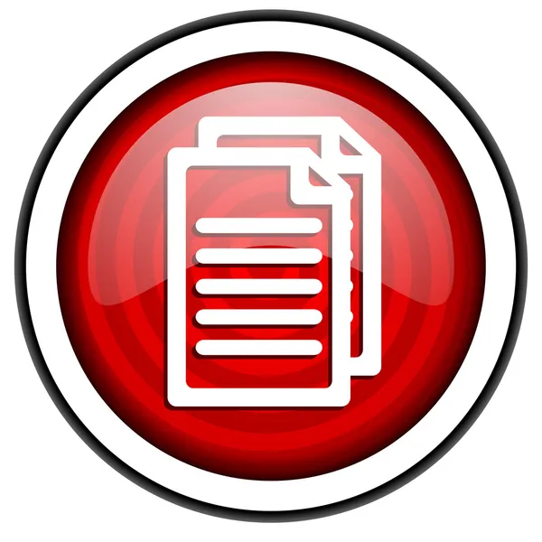 Document red glossy icon isolated on white background — Stock Photo, Image