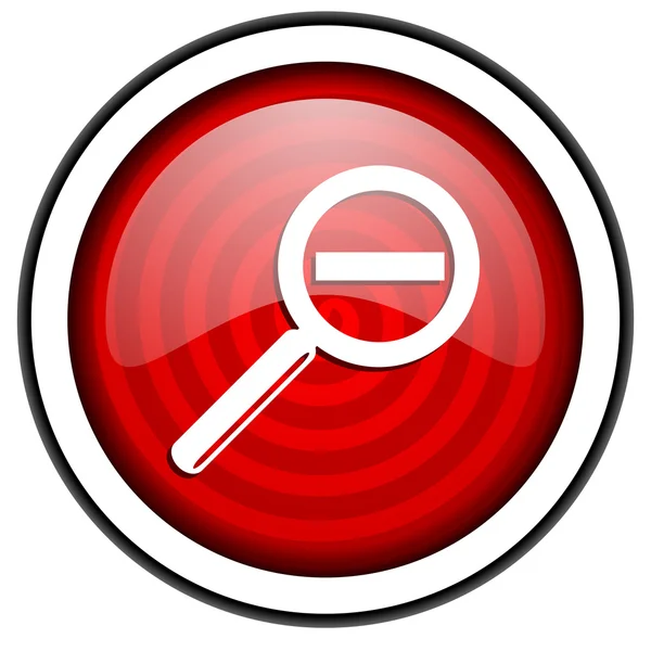 Magnificação ícone brilhante vermelho isolado no fundo branco — Fotografia de Stock