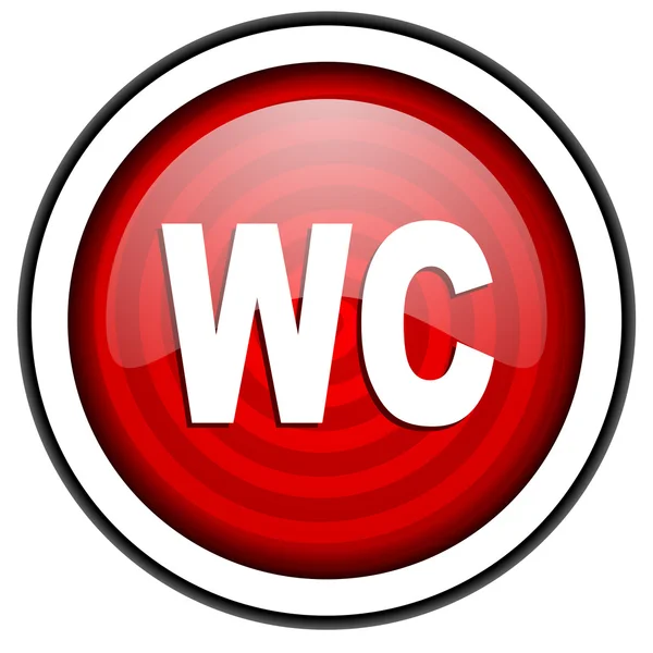 Wc icona lucida rossa isolata su sfondo bianco — Foto Stock