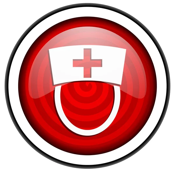 Медсестра красный глянцевый значок изолирован на белом фоне — стоковое фото