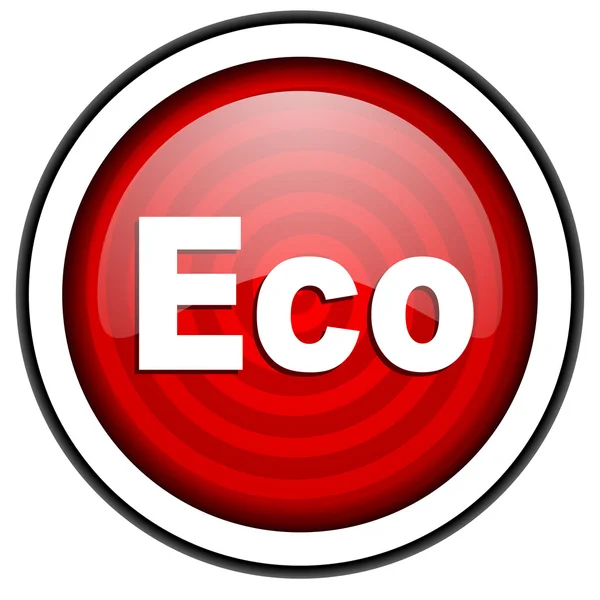 Eco red glossy icon isolated on white background — Stock Photo, Image