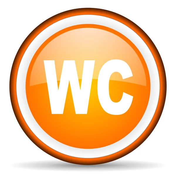Wc orange Hochglanz-Symbol auf weißem Hintergrund — Stockfoto