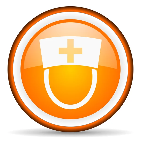 Sjuksköterska orange glansig ikonen på vit bakgrund — Stockfoto