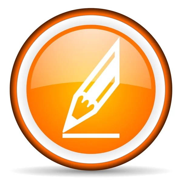 Draw orange glossy icon on white background — Stock Photo, Image