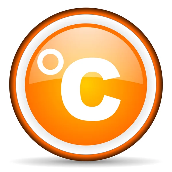 Celsius oranje glanzend symbool op witte achtergrond — Stockfoto