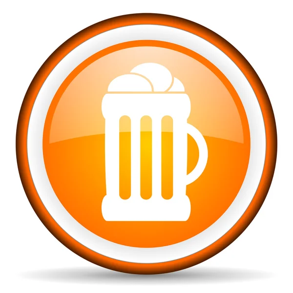 Beer orange glossy icon on white background — Stock Photo, Image