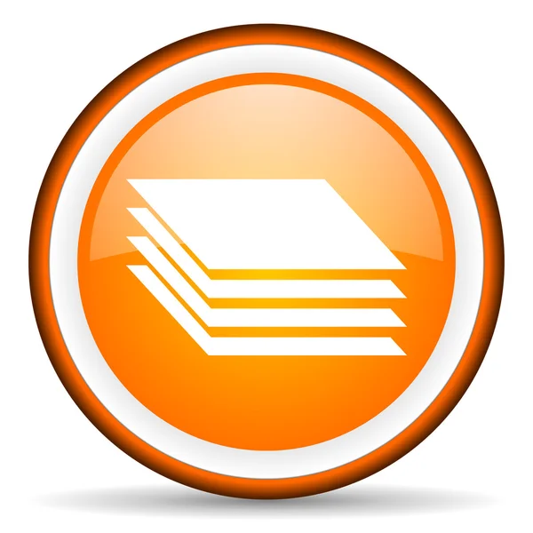 Layers orange glossy icon on white background — Stock Photo, Image