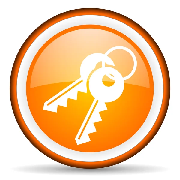 Nycklar orange glansig ikonen på vit bakgrund — Stockfoto