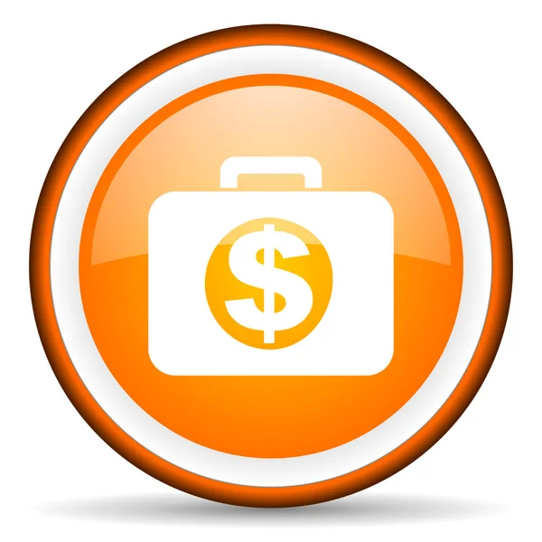 Финансовый оранжевый глянцевый значок на белом фоне — стоковое фото