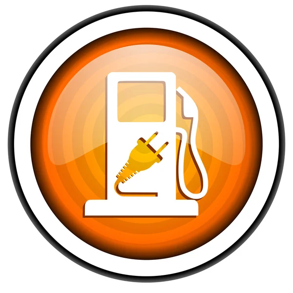 Bränsle orange glansig ikonen isolerad på vit bakgrund — Stockfoto