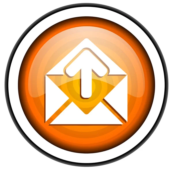 Mail orange glossy icon isolated on white background — Stock Photo, Image