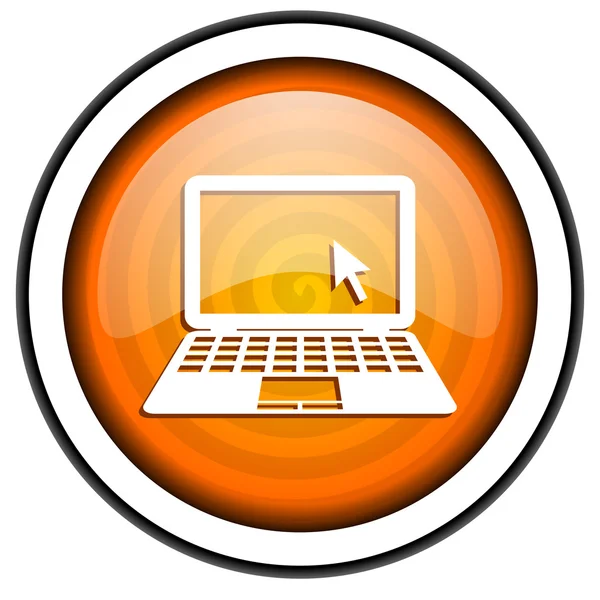 Laptop oranje glanzende pictogram geïsoleerd op witte achtergrond — Stockfoto