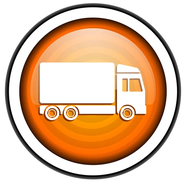 Delivery orange glossy icon isolated on white background — Stock Photo, Image