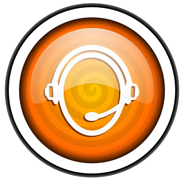 Customer service orange glossy icon isolated on white background — Stock Photo, Image