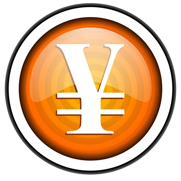 Yen orange glossy icon isolated on white background — Stock Photo, Image