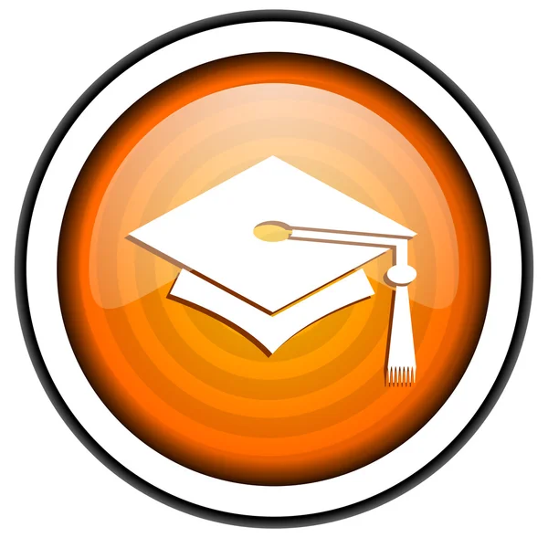 Graduation orange glossy icon isolated on white background — Stock Photo, Image