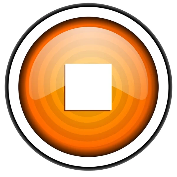 Stop icona lucida arancione isolata su sfondo bianco — Foto Stock