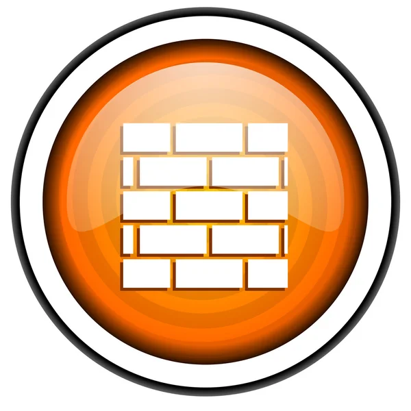 Firewall icône brillante orange isolé sur fond blanc — Photo