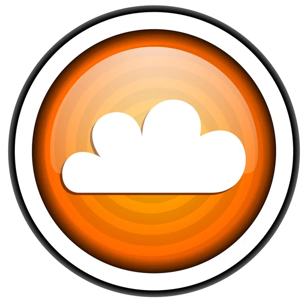 날씨 예보 흰색 배경에 고립 된 오렌지 글로시 아이콘 — 스톡 사진