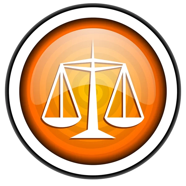Справедливость оранжевый глянцевый значок на белом фоне — стоковое фото