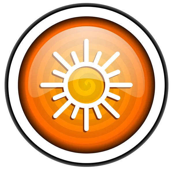 Glanzende pictogram oranje zon geïsoleerd op witte achtergrond — Stockfoto