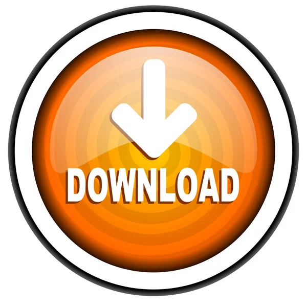 Oranje glossy pictogram geïsoleerd op een witte achtergrond downloaden — Stockfoto