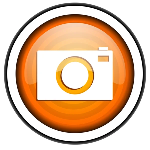 Camera orange glossy icon isolated on white background — Stock Photo, Image