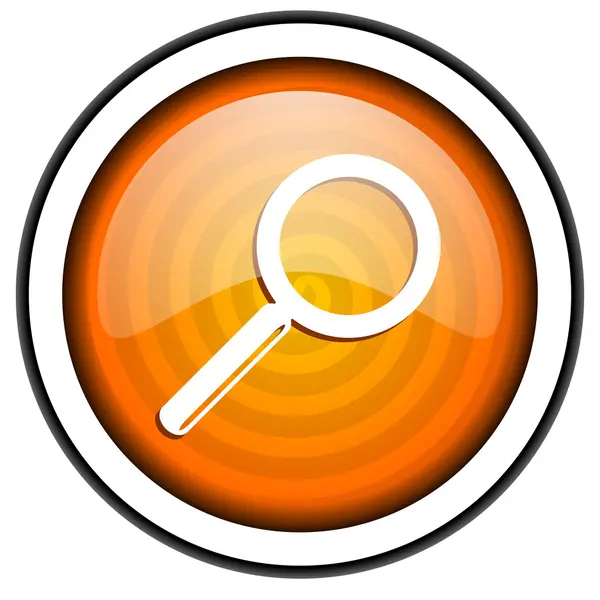 Szukaj błyszczący ikona na białym tle pomarańczowy — Zdjęcie stockowe