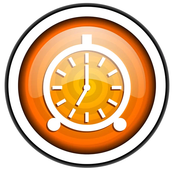 Alarm clock orange glossy icon isolated on white background — Stock Photo, Image