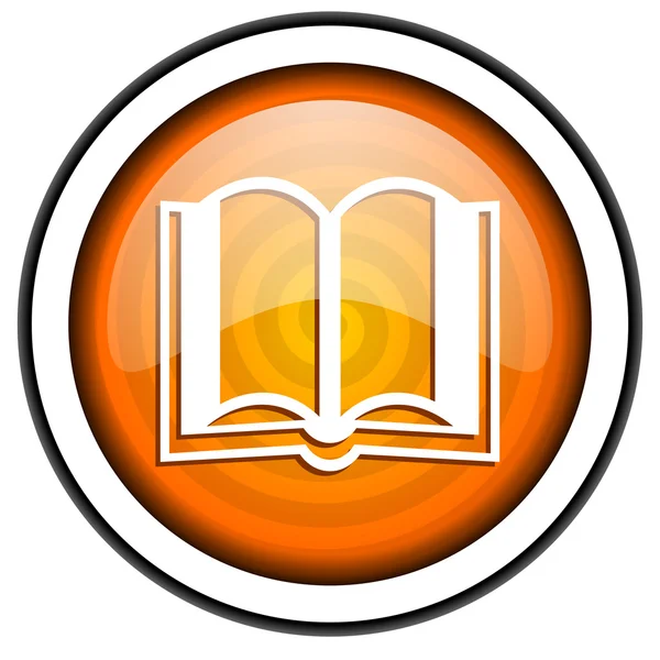Libro arancione icona lucida isolato su sfondo bianco — Foto Stock