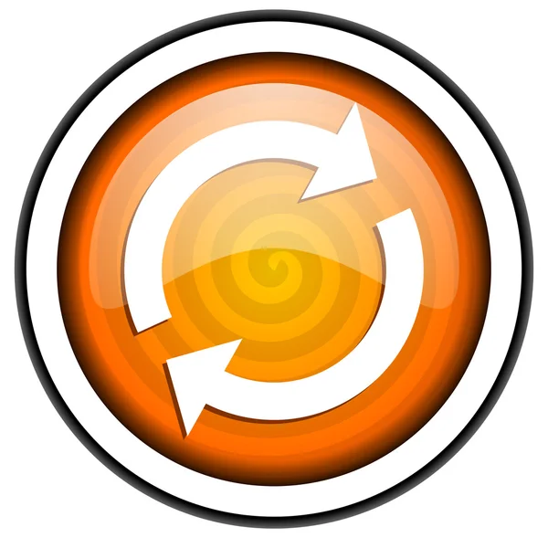 Reload az orange fényes ikon elszigetelt fehér background — Stock Fotó