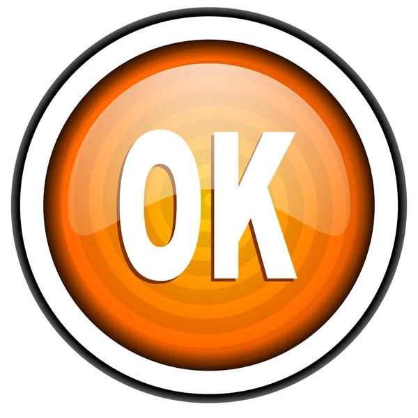 Ok icona lucida arancione isolata su sfondo bianco — Foto Stock