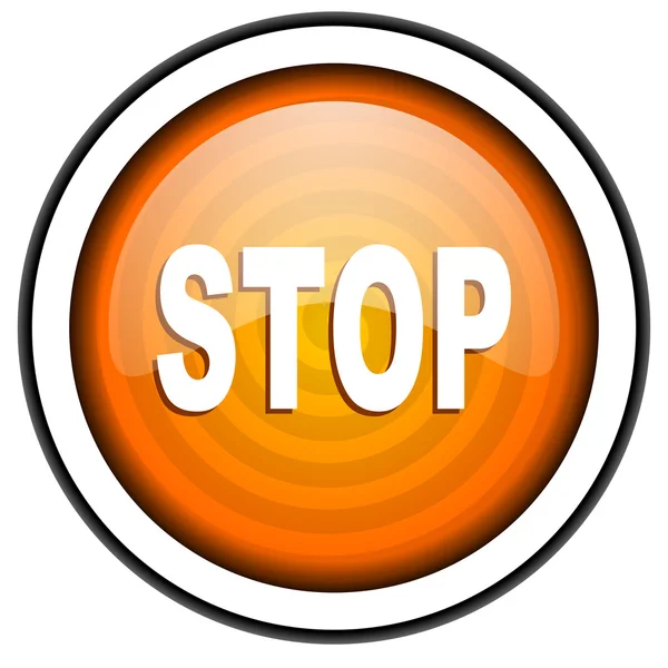 Stop narancssárga, fényes ikon elszigetelt fehér háttér — Stock Fotó