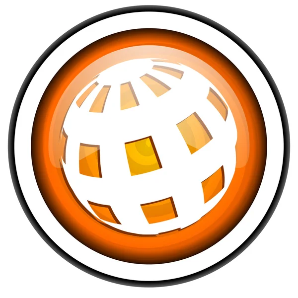 Earth orange glossy icon isolated on white background — Stock Photo, Image