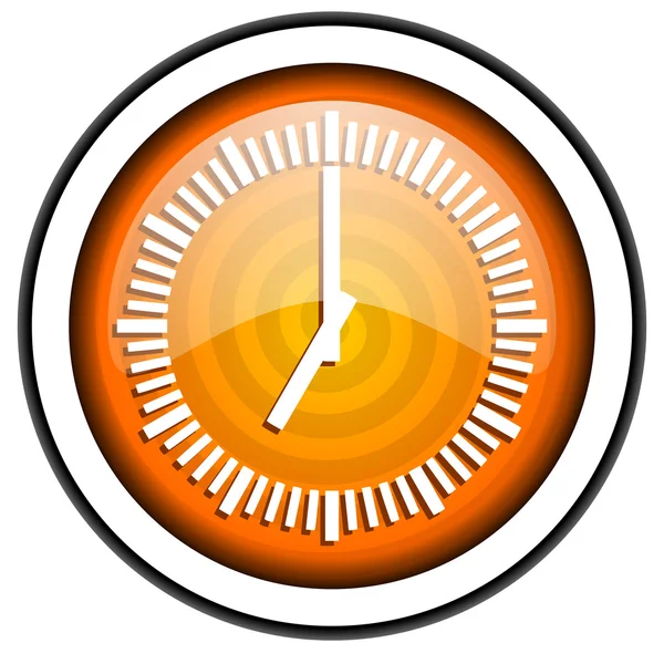 Часы оранжевый глянцевый значок на белом фоне — стоковое фото