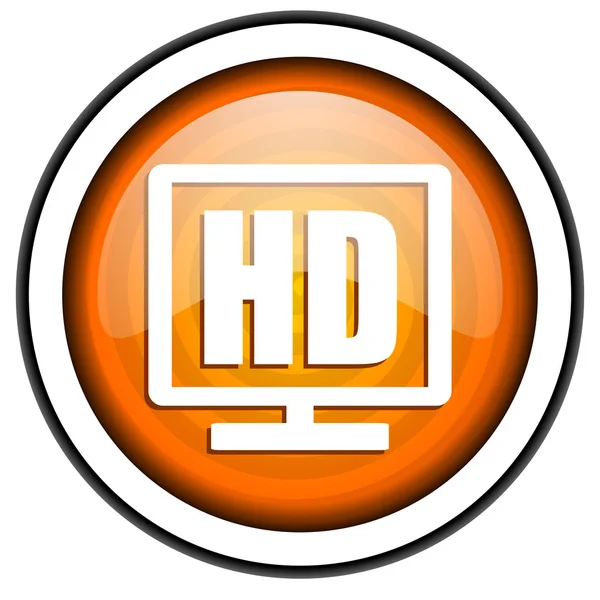 HD ekran pomarańczowy błyszczący ikona na białym tle — Zdjęcie stockowe