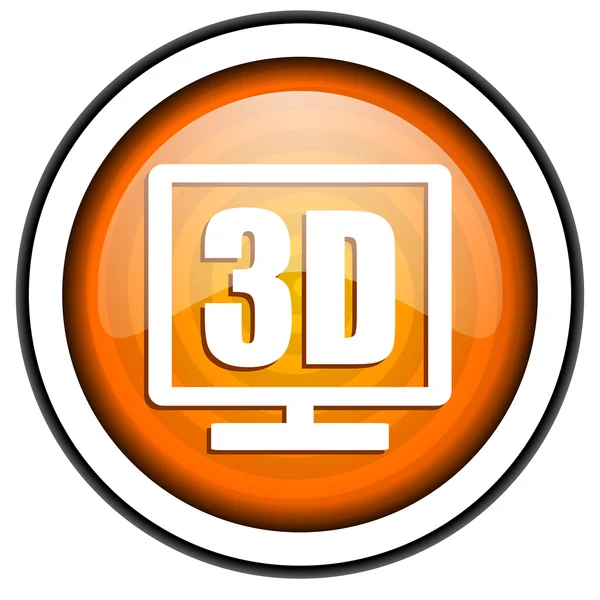 3D display orange glansig ikonen isolerad på vit bakgrund — 图库照片