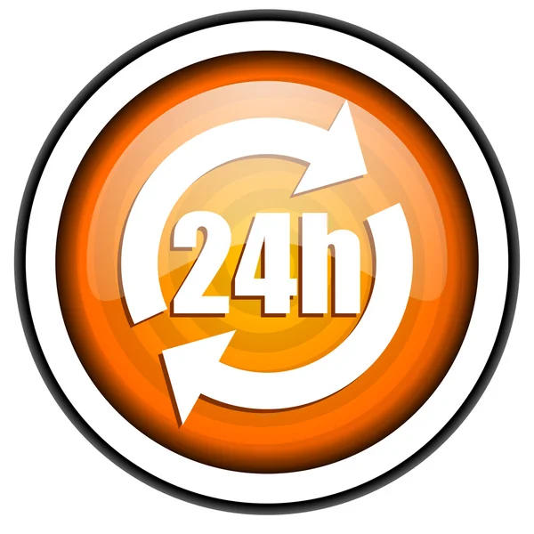 24h orangefarbenes Hochglanzsymbol isoliert auf weißem Hintergrund — Stockfoto