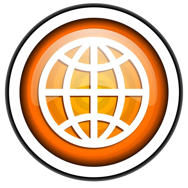 Föld narancsszínű fényes ikon elszigetelt fehér background — Stock Fotó