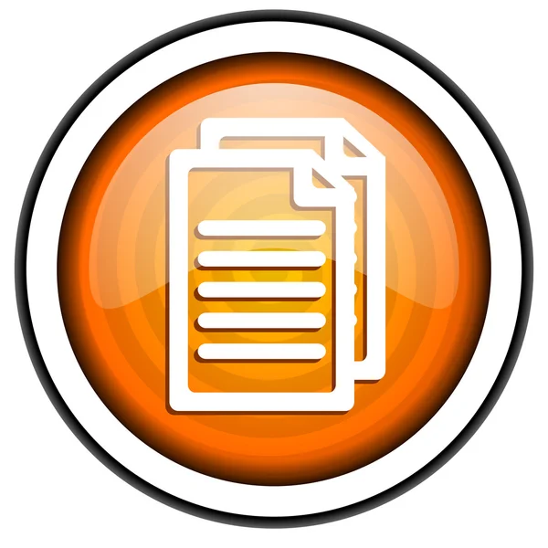 Documento icona lucida arancione isolata su sfondo bianco — Foto Stock